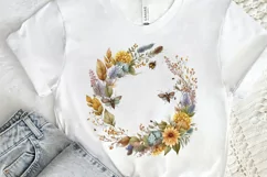 Watercolor Floral Wreath Autumn PNG Clipart Product Image 2