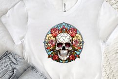 Flower Skull Stained Glass Sublimation PNG Clipart Product Image 2