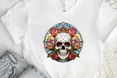 Flower Skull Stained Glass Sublimation PNG Clipart Product Image 2