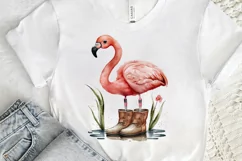 Watercolor Cute Flamingo In Boots PNG Clipart Product Image 2