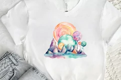 Watercolor Candy Planet Landscape PNG Clipart Product Image 2