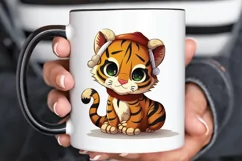 Watercolor Christmas Cute Tiger PNG Clipart Product Image 3