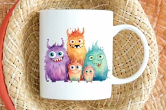 Cute Monster Family Watercolor PNG Clipart Product Image 2