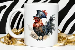 Rooster Pirate Watercolor Sublimation PNG Clipart Product Image 2