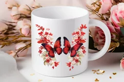 Floral Red Butterfly Couple PNG Clipart Product Image 2