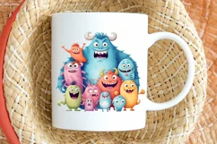 Cute Monster Family Watercolor PNG Clipart Product Image 2