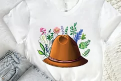 Watercolor Floral Hat Garden PNG Clipart Product Image 2