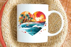 Retro Beach Heart Watercolor PNG Clipart Product Image 2