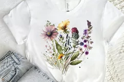 Watercolor Spring Flowers Background png clipart Product Image 2