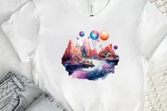 Watercolor Candy Planet Landscape PNG Clipart Product Image 2