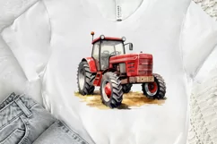 Farm Tractor Watercolor Sublimation PNG Clipart Product Image 2