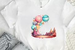 Watercolor Candy Planet Landscape PNG Clipart Product Image 2