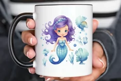 Cute Mermaid Watercolor PNG Clipart Product Image 2