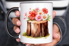 Flower Wooden Stump Watercolor Sublimation PNG Clipart Product Image 2