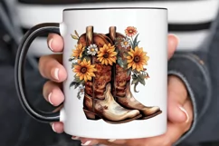 Western Floral Boots Sublimation PNG Clipart Product Image 2