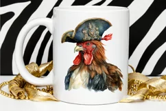 Rooster Pirate Watercolor Sublimation PNG Clipart Product Image 2