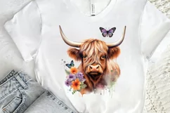 Cute Highland Cow Sublimation PNG Clipart Product Image 2