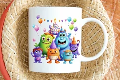 Cute Monsters On Birthday Sublimation PNG Clipart Product Image 2