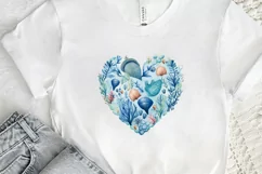 Ocean Heart Watercolor Sublimation PNG Clipart Product Image 2
