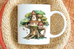Fairy Tree House Watercolor PNG Clipart Product Image 2