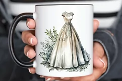 Watercolor Wedding Dress PNG Clipart Product Image 3