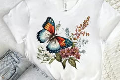 Retro Butterfly Floral clipart png clipart Product Image 2