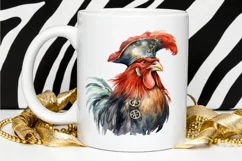 Rooster Pirate Watercolor Sublimation PNG Clipart Product Image 2