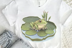 Watercolor Cute Frog on a Lilly pad PNG Clipart Product Image 2