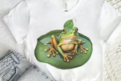 Watercolor Cute Frog on a Lilly pad PNG Clipart Product Image 2