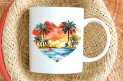 Retro Beach Heart Watercolor PNG Clipart Product Image 2