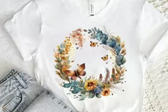 Watercolor Floral Wreath Autumn PNG Clipart Product Image 2