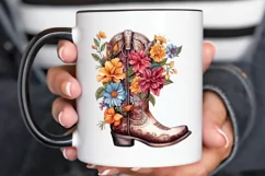 Western Floral Boots Sublimation PNG Clipart Product Image 2