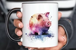 Watercolor Piggy Bank PNG Clipart Product Image 3