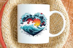 Retro Beach Heart Watercolor PNG Clipart Product Image 2
