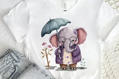 Watercolor Cute Elephant Grandma png clipart Product Image 2