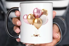 Gold Chrome and Pink Balloons PNG Clipart Product Image 3