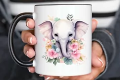 Flower Baby Elephant Sublimation PNG Clipart Product Image 2