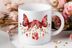 Floral Red Butterfly Couple PNG Clipart Product Image 2