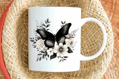 Floral Black Butterfly PNG Clipart Product Image 2