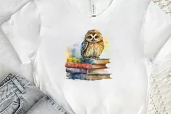 Watercolor Owl On Books PNG Clipart Product Image 2