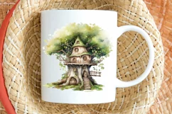 Fairy Tree House Watercolor PNG Clipart Product Image 2