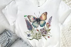 Retro Butterfly Floral clipart png clipart Product Image 2