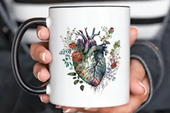 Watercolor Anatomical Floral Heart PNG Clipart Product Image 3