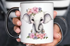 Flower Baby Elephant Sublimation PNG Clipart Product Image 2
