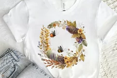 Watercolor Floral Wreath Autumn PNG Clipart Product Image 2