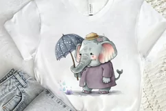 Watercolor Cute Elephant Grandma png clipart Product Image 2