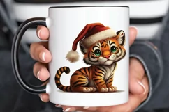 Watercolor Christmas Cute Tiger PNG Clipart Product Image 3