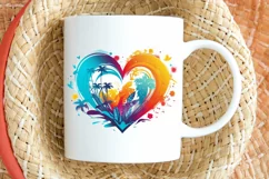 Retro Beach Heart Watercolor PNG Clipart Product Image 2