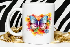 Rainbow Butterfly and Flowers PNG Clipart Product Image 2