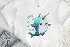 Cute Kawaii Narwhal Sticker PNG Clipart Product Image 2